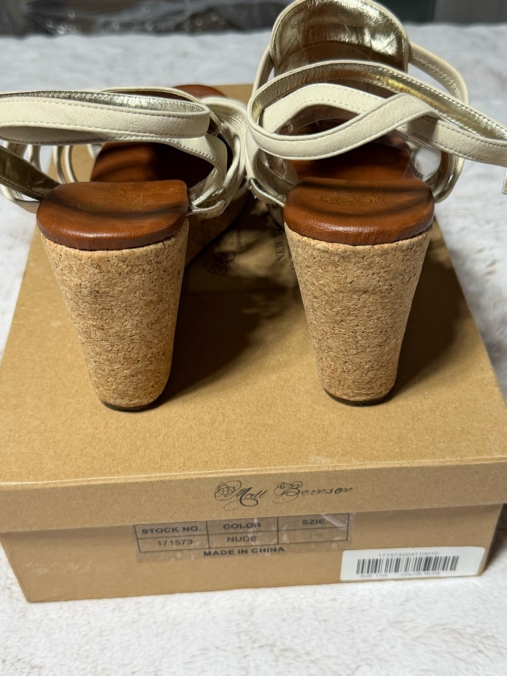 Women’s Matt Bernson Special Project Bejeweled Strappy Wedge Sandals in Nude 11W - Picture 7 of 9